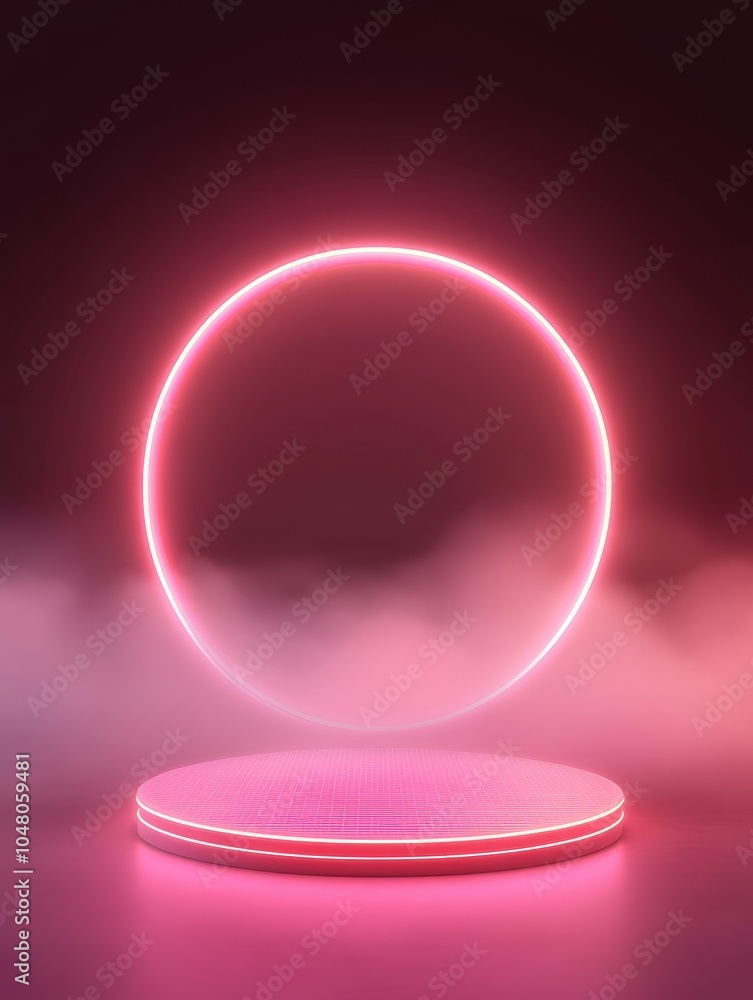 Poster futuristic transparent podium with glowing holographic grid creating a vision of tomorrow's technolo