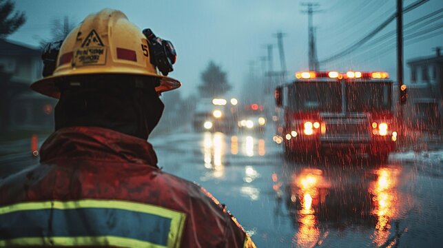 Close-up of emergency responders coordinating storm relief efforts sharp focus ultra HD clean layout