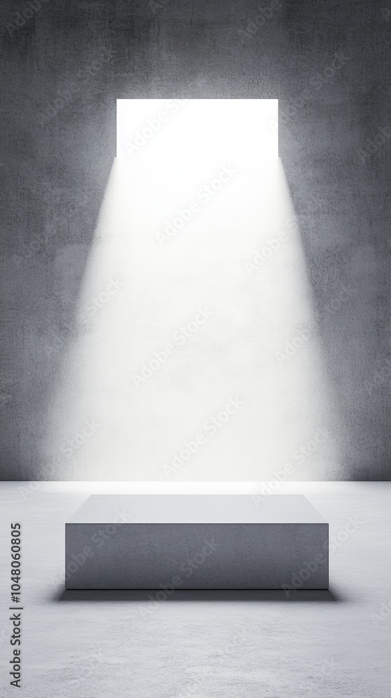 Poster illuminated rough concrete podium with sharp geometric shapes a minimalist approach to modern design
