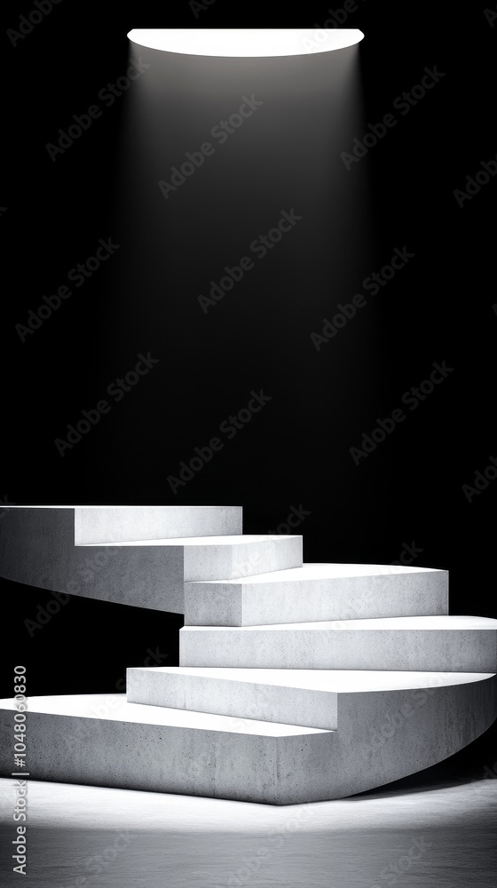 Poster captivating rough concrete podium with sharp geometric edges illuminated in soft light creating a dr