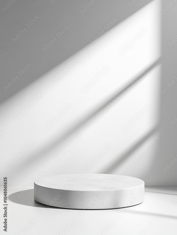 Poster exploring the elegance of minimalist design a concrete podium with rough texture and soft overtones 