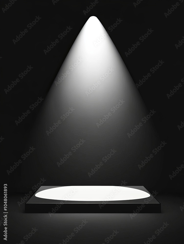 Poster illuminated matte black podium showcasing sharp geometric shapes in a soft light environment for dyn
