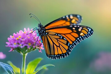 Obraz premium One Monarch Butterfly with generative ai