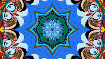 Colorful symmetrical abstract kaleidoscope background pattern for summer