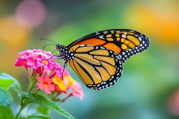 Fototapeta premium One Monarch Butterfly with generative ai
