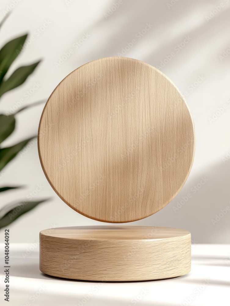 Aufkleber elegant cylindrical wooden podium with smooth natural finish perfect for displaying artifacts or pro