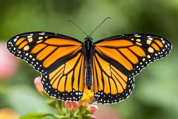 Fototapeta premium One Monarch Butterfly with generative ai