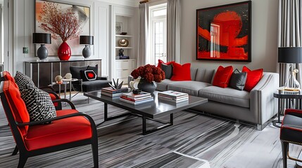 Modern living room with a large window overlooking the garden