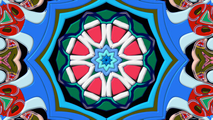 Colorful symmetrical abstract kaleidoscope background pattern for summer