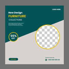Modern furniture social media and Instagram post template,