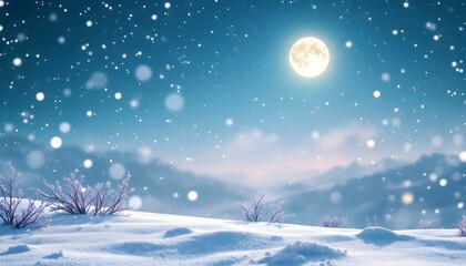 winter landscape with trees and snow background in December night