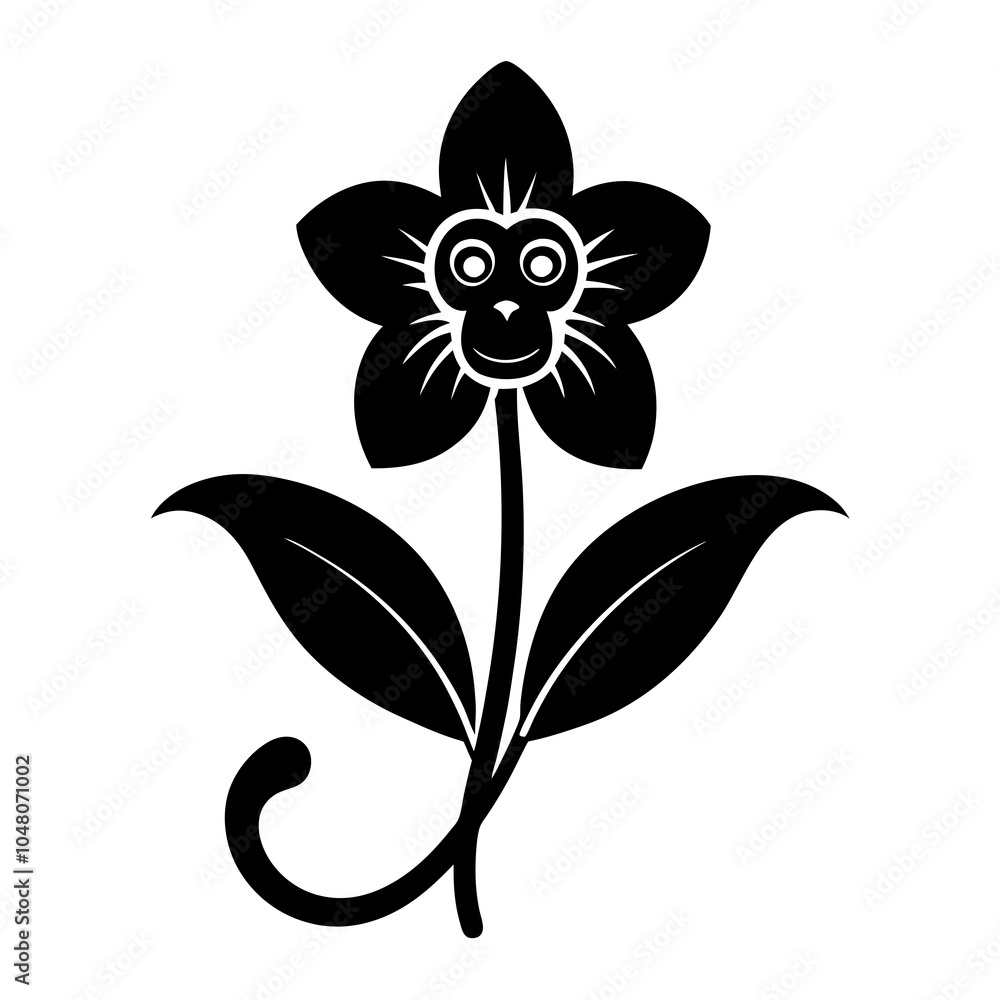 Poster  Monkey Flower Silhouette on a white background