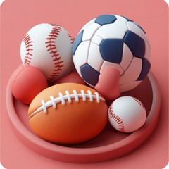 Colorful 3D Sports Icon Set for App Use