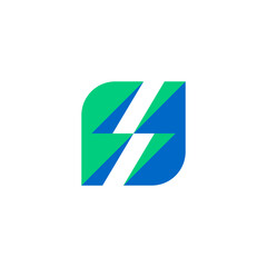 Electric Bolt Energy with F Letter Logo Design Vector