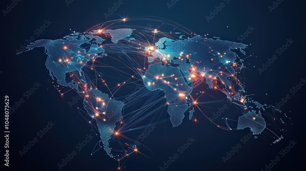 Poster global connectivity network with data points and lines