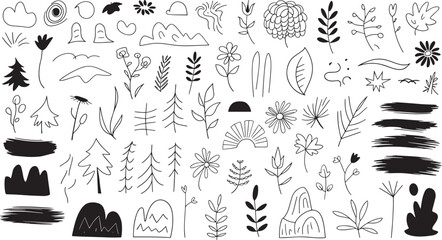 Vector 50 Hand-Drawn Line Art Elements: A Doodle Lover's Paradise







