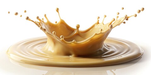 Thick condensed milk dropping with a splash on an isolated background with Depth of Field