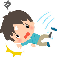 脱力した様子で転倒する男性