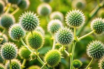 Thickets of echinocystis in garden blooming