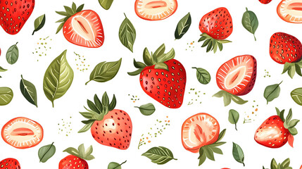 A vibrant set of fresh strawberries in a delightful pattern, showcasing their juicy red color and healthy appeal, perfect for summer desserts