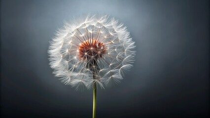 A Single Dandelion, Its White Seeds Spread Out Like a Delicate, Fragile Globe, Against a Dark, Moody Background