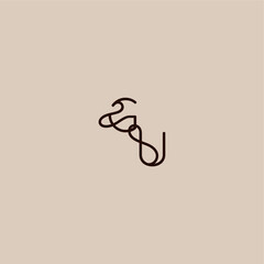 dynamic line initial wedding typography monogram letter luxurious organic style and elegant concept GU