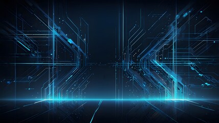 Obraz premium Blue Tech Glow Technology Background for Digital Branding