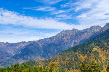 新穂高ロープウェイから見た槍ヶ岳方面の景観（岐阜県高山市奥飛騨温泉郷）