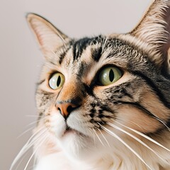 Stunning Close-Up of a Majestic Cat with Striking Green Eyes