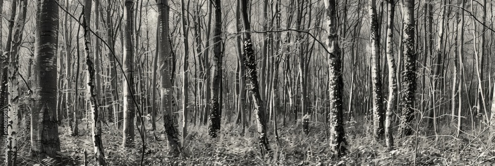 Poster a patchwork of different textures and patterns in a forest created by the different types of trees a