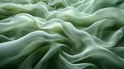 Fototapeta premium Abstract Green Fabric Waves Illustration
