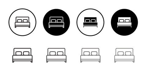 Bed icon outline set sign