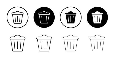 Bin icon outline set sign