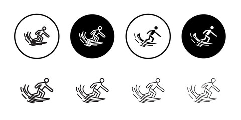 Surfer icon outline set sign