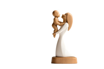 Mother and child sculpture, white isolate background transparent background