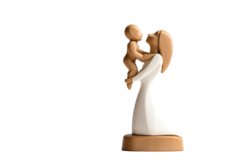 Mother and child sculpture, white isolate background transparent background