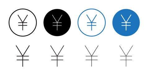 Yen icon outline set sign