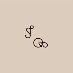 dynamic line initial wedding typography monogram letter luxurious organic style and elegant concept JQ