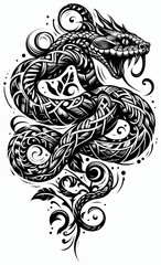 Fototapeta premium TRIBAL TATOO トライバル タトゥ 刺青 蛇
