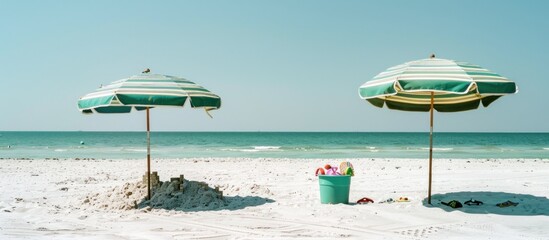 Fototapeta premium shady umbrella on the beach