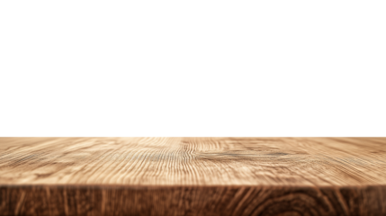 Light wooden table top isolate on transparent background, Products presentation concept