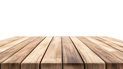 Light wooden table top isolate on transparent background, Products presentation concept