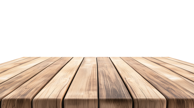 Light wooden table top isolate on transparent background, Products presentation concept
