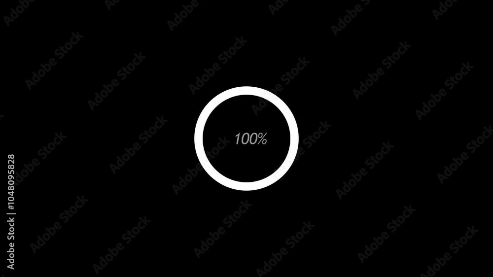 Poster digital loading or progress complete animated on a black background