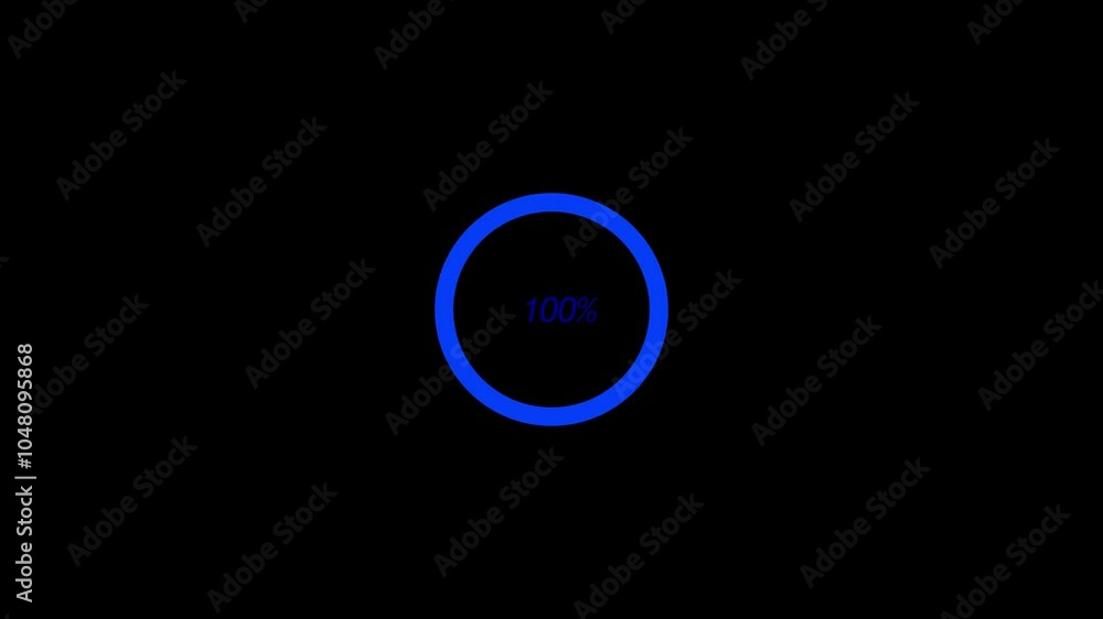 Poster digital loading or progress complete animated on a black background