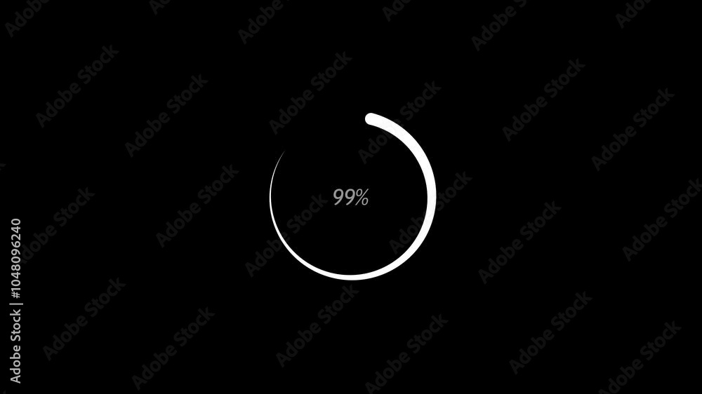 Poster loading bar on black background. round loading bar icon animation, downloading process icon.