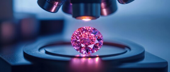 Pink Diamond Gemstone Under Microscope for Jewelry Assessment