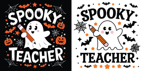 Spooky Teacher Halloween T Shirt Design
