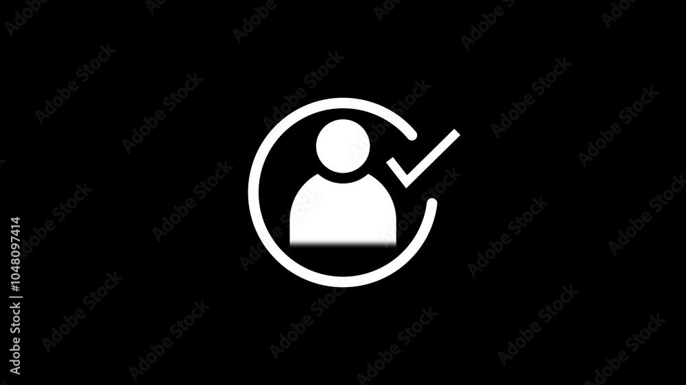 Poster user profile security shield icon with check-mark animated.