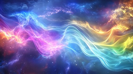Waves of vibrant light flowing with mystical energy and cosmic vibes